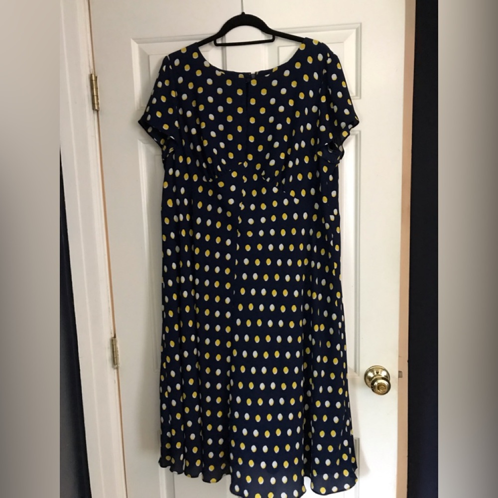 Talbots Navy Polka Dot Dress Size 16W